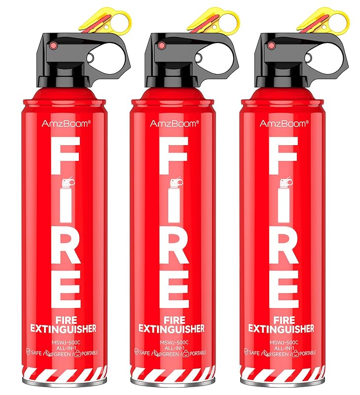 Kit com 3 Extintores de Incêndio Aerosol AmzBoom UL8 com Suportes de Fixação