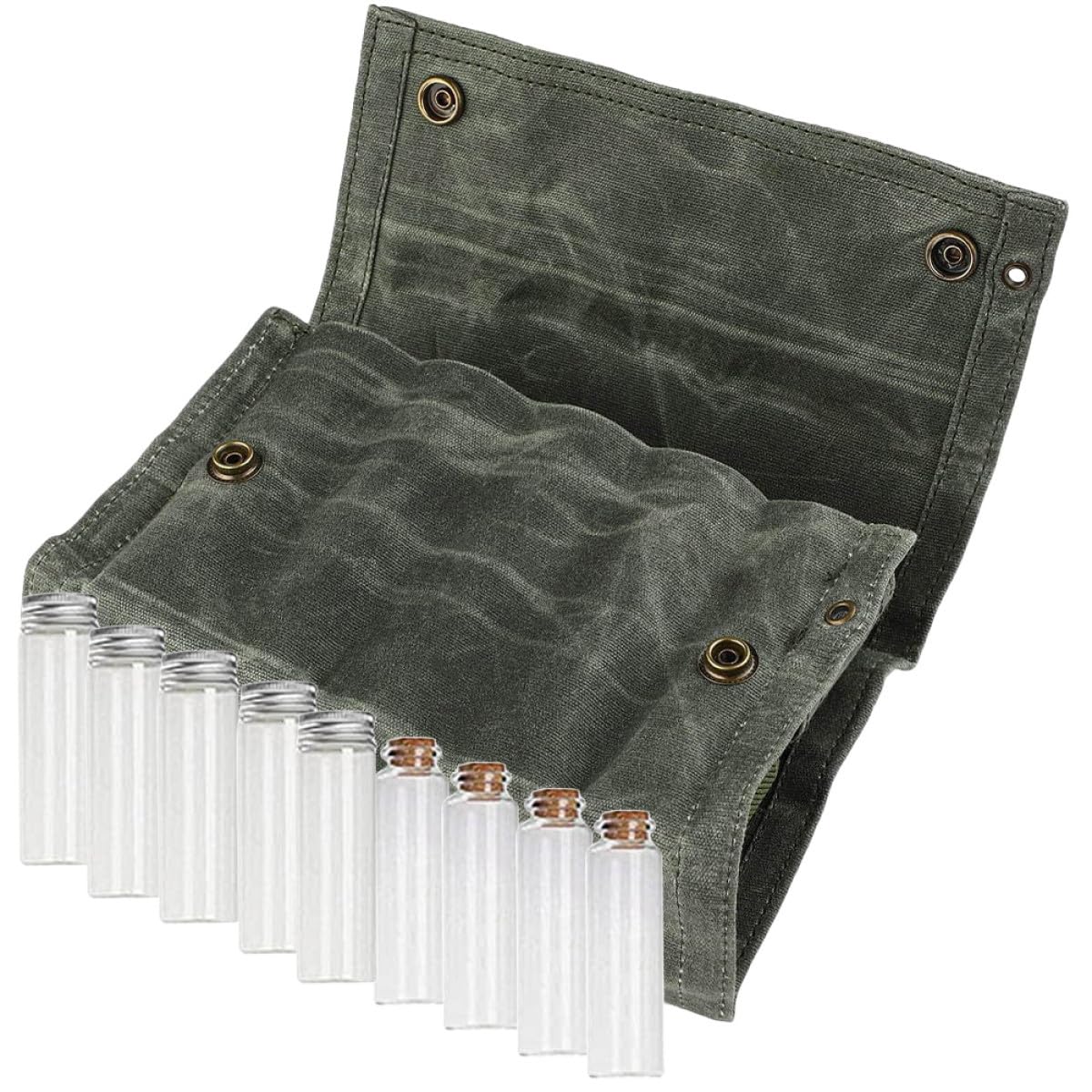 Trousse rangement épices portable militaire avec 9 bouteilles en toile pour camping et pique-nique