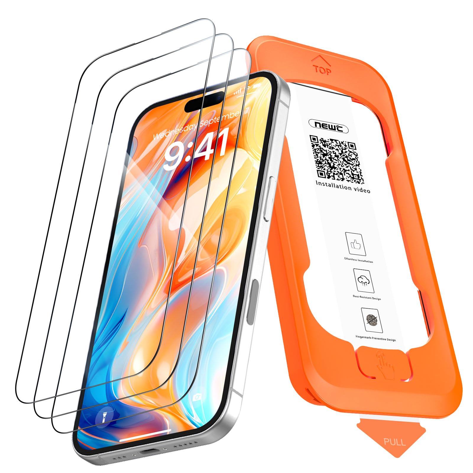 NEW'C 3 Stück Full Screen für iPhone 16 Plus,iPhone 15 Plus Panzerglas (6,7 Zoll