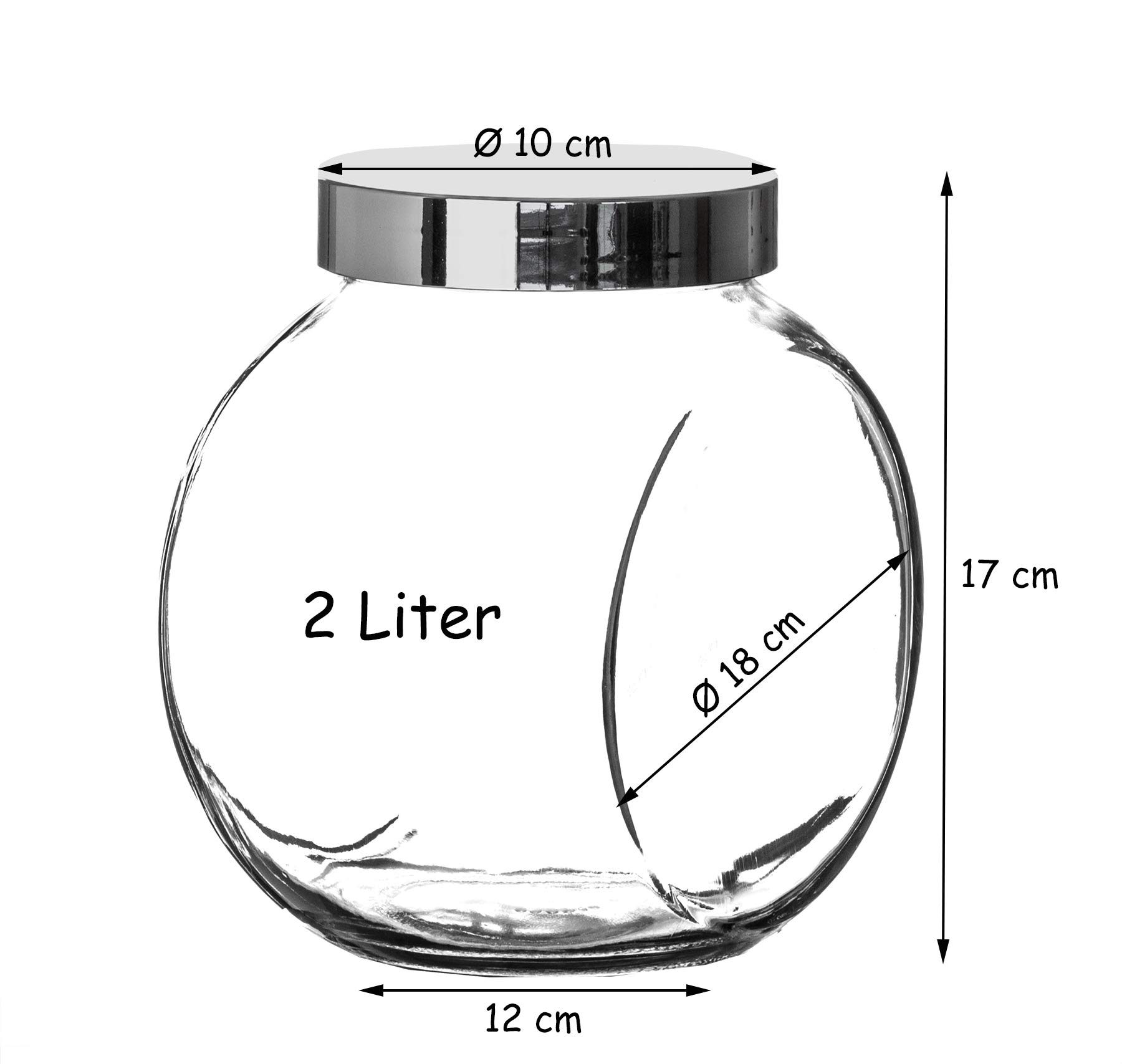 BigDean 2 Liter Bonbonglas mit Schraubdeckel Spülmaschinenfest Vorratsglas | Candy-Glas groß - Für Süßigkeiten, Kekse, Mehl-Aufbewahrung & Gewürze