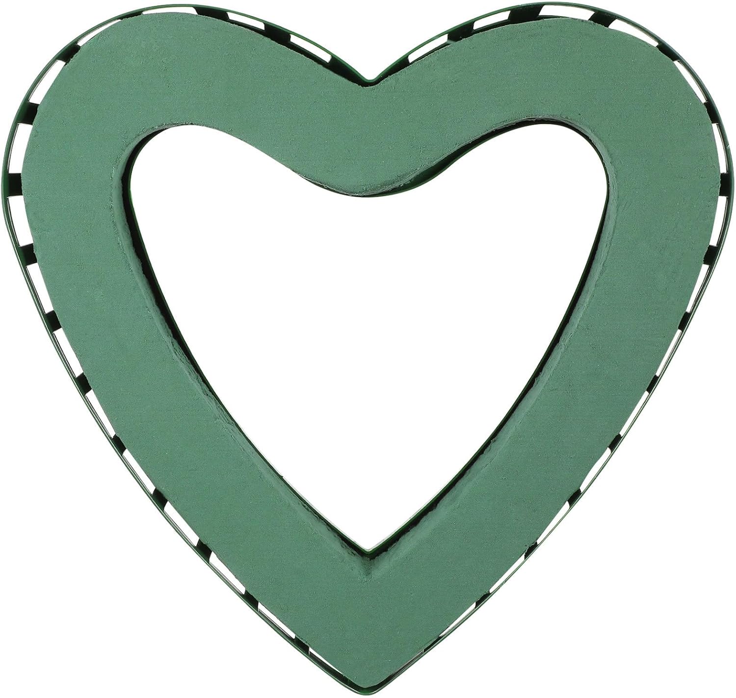 TEHAUX Heart Shaped Floral Foam Holder with Suction Cups – 16" (41 cm) Hollow Heart Ring with Wet/Dry Flower Block, Wedding Car Decor, Green
