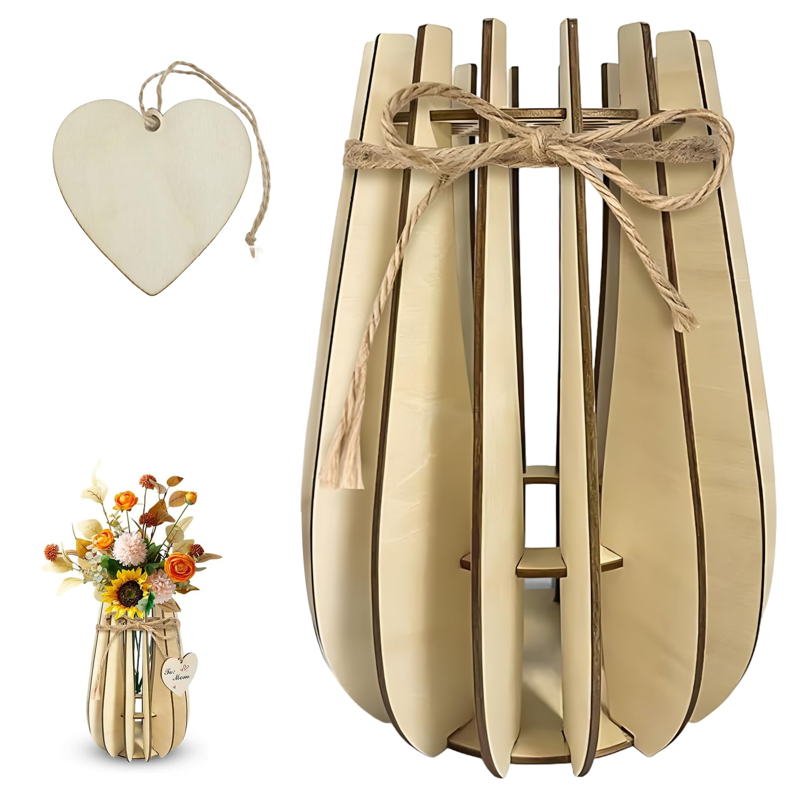 SI SEN Jarrón para flores Lego, jarrón de madera para Lego Ramo de flores, jarrón para flores, rosas, girasoles, tulipanes y orquídeas, forma de corazón