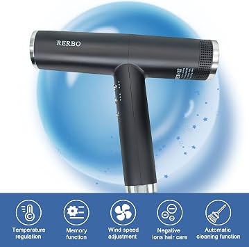 Ionic Hair Dryer 110000 RPM Low Noise Diffuser Nozzle Portable