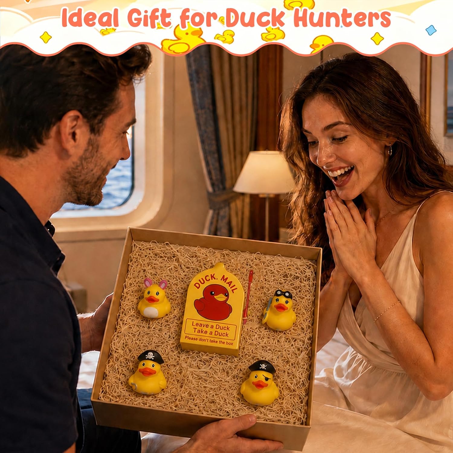 Magnetic Cruise Duck Mailbox–Wall Mount Cruising Duck Exchange Box with 4 Pcs Ducks,Solid Hold,Mini Mailbox for Cruise Ship Door Decorations,Essentials for Cruise Ship Hiding Duck(Not 3D Printing)