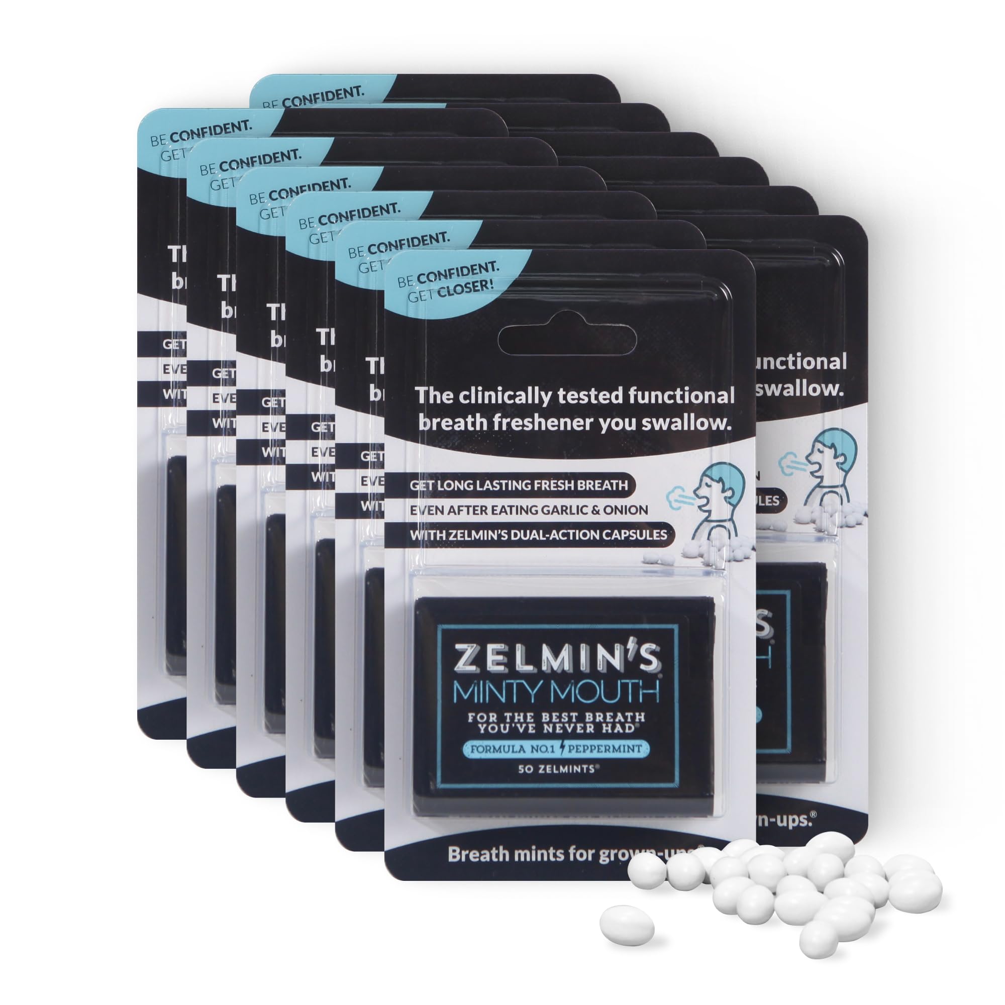 Zelmin's Minty Mouth Breath Freshener - (12 Pack) Long Lasting Bad Breath Treatment for Adults, Instant Freshness Helps with Dry Mouth, Natural Breath Mints for Travel, Alcohol-Free, Keto, Gluten-Free
