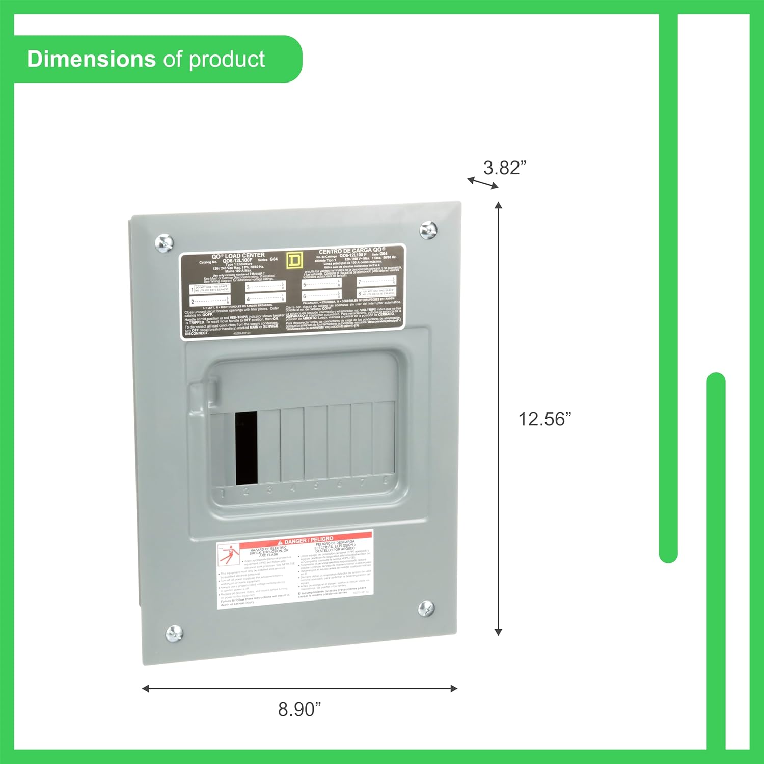 Square D - QO612L100FCP QO 100 Amp 6-Space 12-Circuit Main Lug Indoor Load Center
