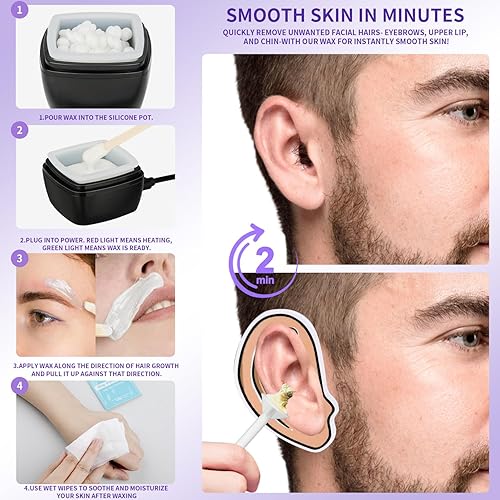 Miniatura 18 de Kit de cera nasal de CoFashion - 1.76 oz de cera para depilación, 20 aplicadores (hasta 20 usos), 10 vasos de papel para depilación de nariz y orejas