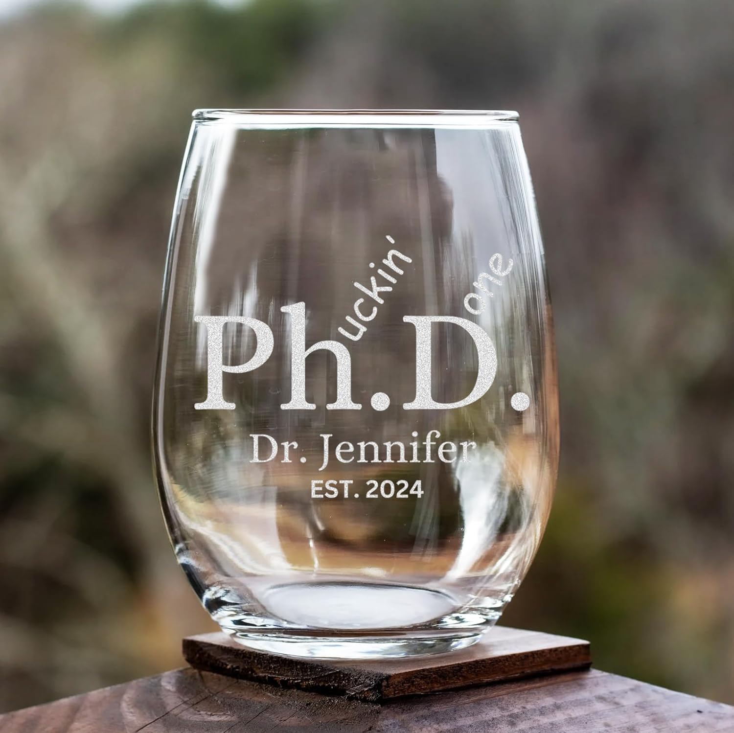 Funny PhD Graduation Gift - Personalized Phuckin Done Wine Glass, 15 oz, 2026 Trendy Doctor Grad Present, Custom Engraved, Made in USA