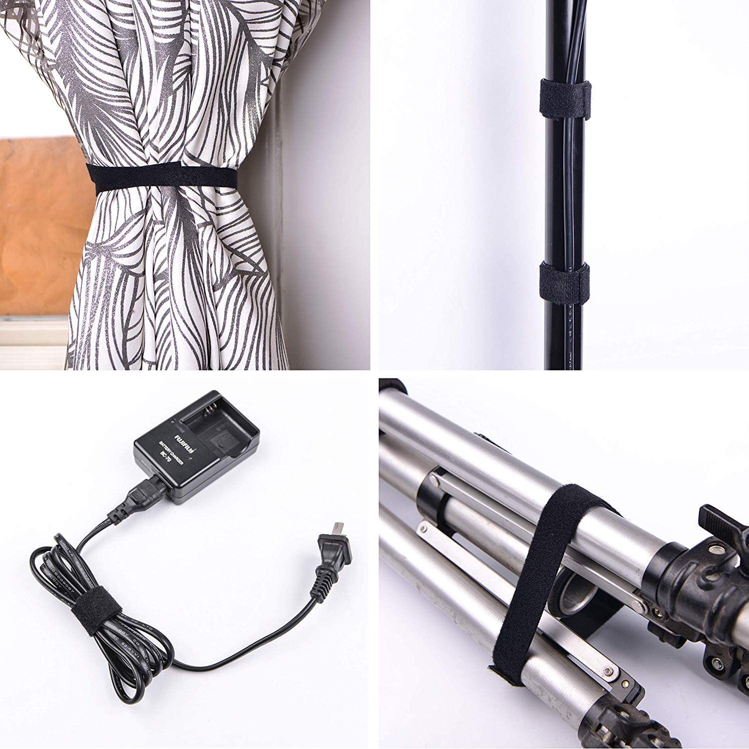 TEUVO 50mm x 5M Fascette Fermacavo, Non Adesivi Fascette per Cavi Riutilizzabili per Raccogli Cavi Scrivania, DIY Artigianato, Fissaggio della Tenda, Cable Management su Casa e Ufficio