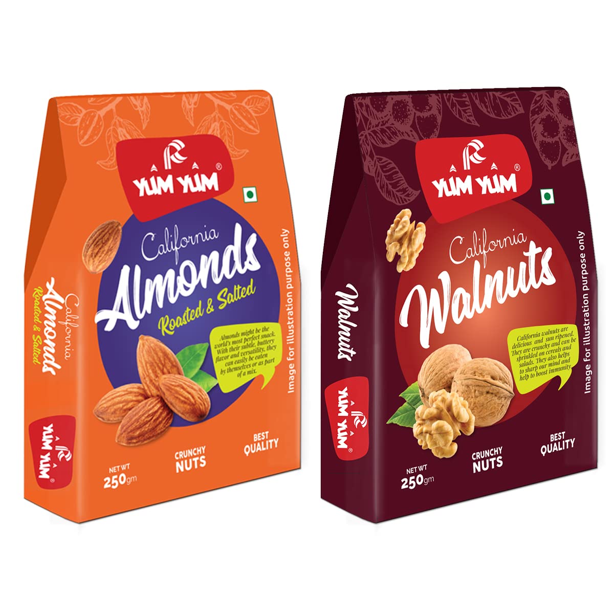 YUM YUM Daily Needs Dry Fruits Combo Pack 500g (Roasted Almonds 250g, Walnut Kernels 250gm) (B08TWYV69P) Amazon Price History, Amazon Price Tracker