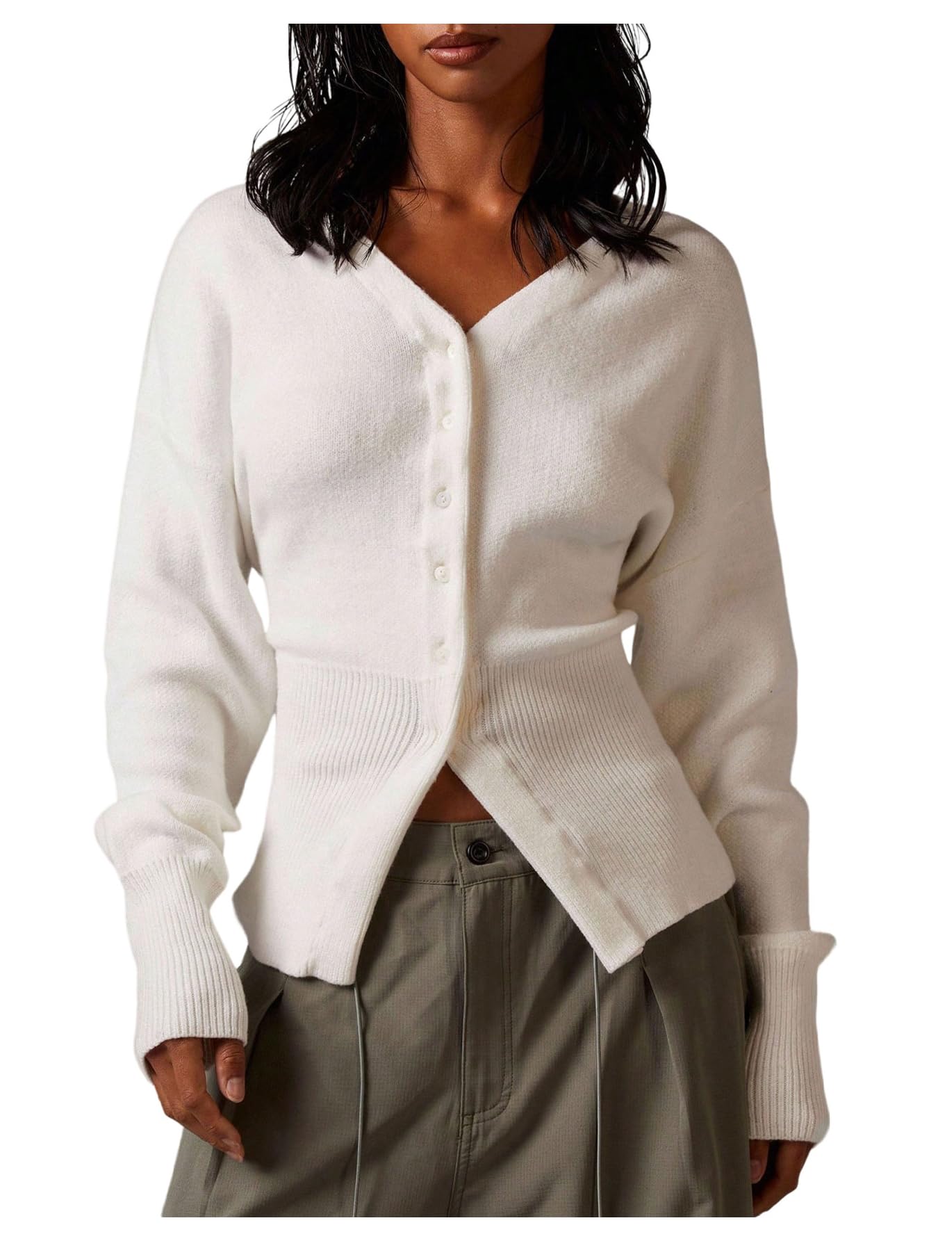 Verdusa Womens Button Up Cardigan Cozy Sweaters Cinched Waist Tops Fall Winter Clothes