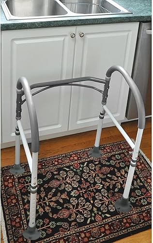 Vista 7 de Vaunn Medical Deluxe - Marco de seguridad ajustable y plegable para inodoro, pasamanos de baño, mango de barra de agarre