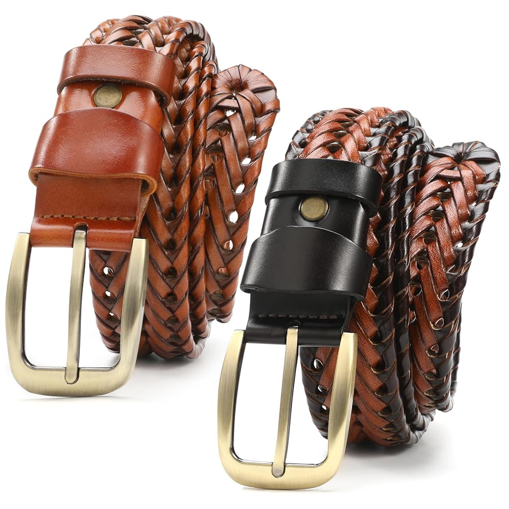 さらに100円引き◆MISCHIEF◆BRAIDED LEATHER BELT A-ZA Braided Belts for Men - Mens Braided Leather Belt Oil