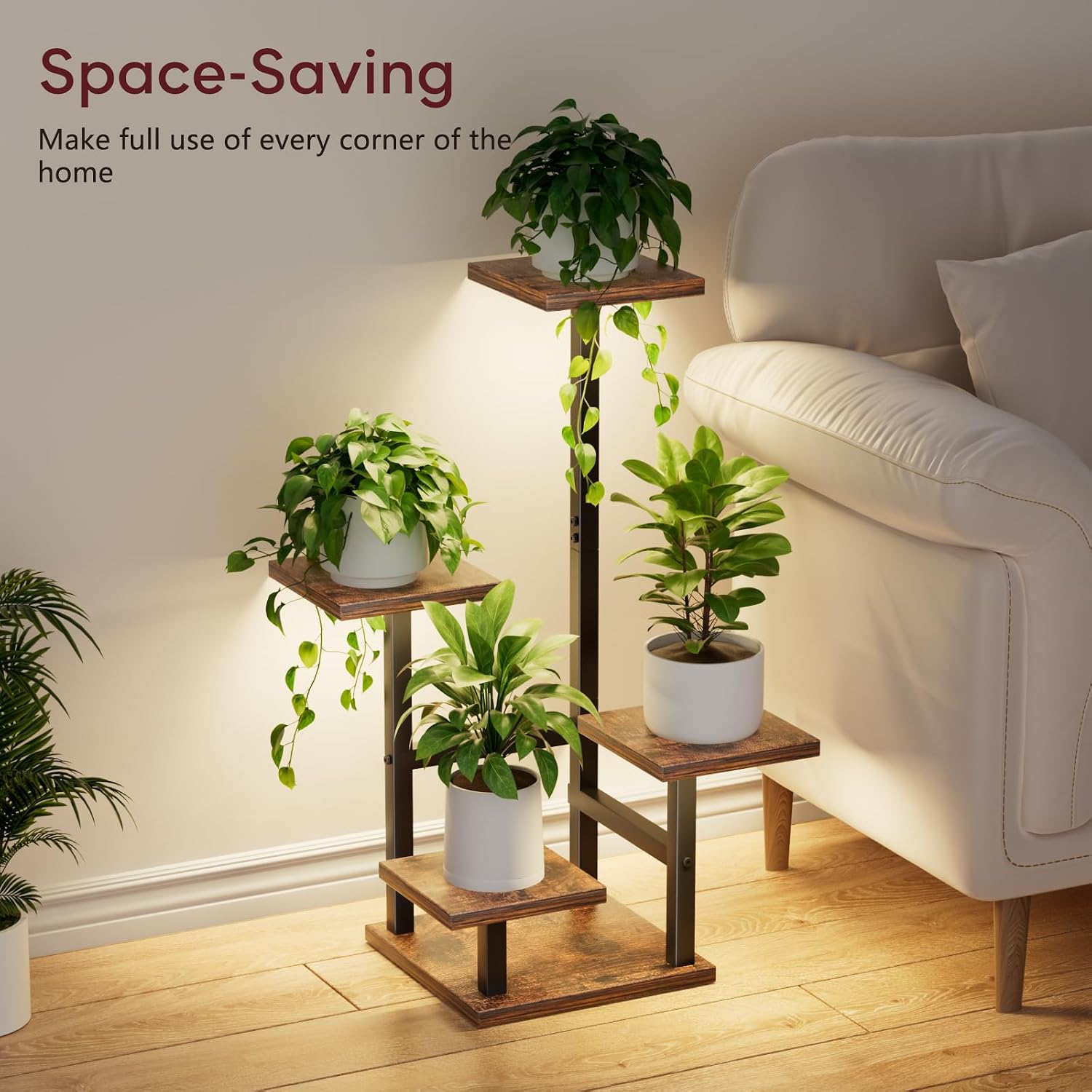 Yzosvki Plant Stand with Grow Light, Tiered Plant Shelf for Indoor Plants image 5
