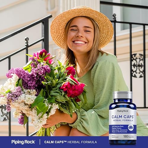 Miniatura 6 de Piping Rock Cápsulas calmantes | 180 píldoras | Mezcla de hierbas | con manzanilla, valeriana y flor de la pasión | Suplemento sin OMG, sin gluten
