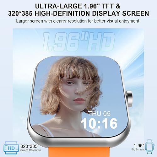 Miniatura 6 de Reloj inteligente (respuestahacer llamadas), reloj inteligente HD de 1.96 pulgadas para hombres y mujeres de 113 años + deportes, rastreador de