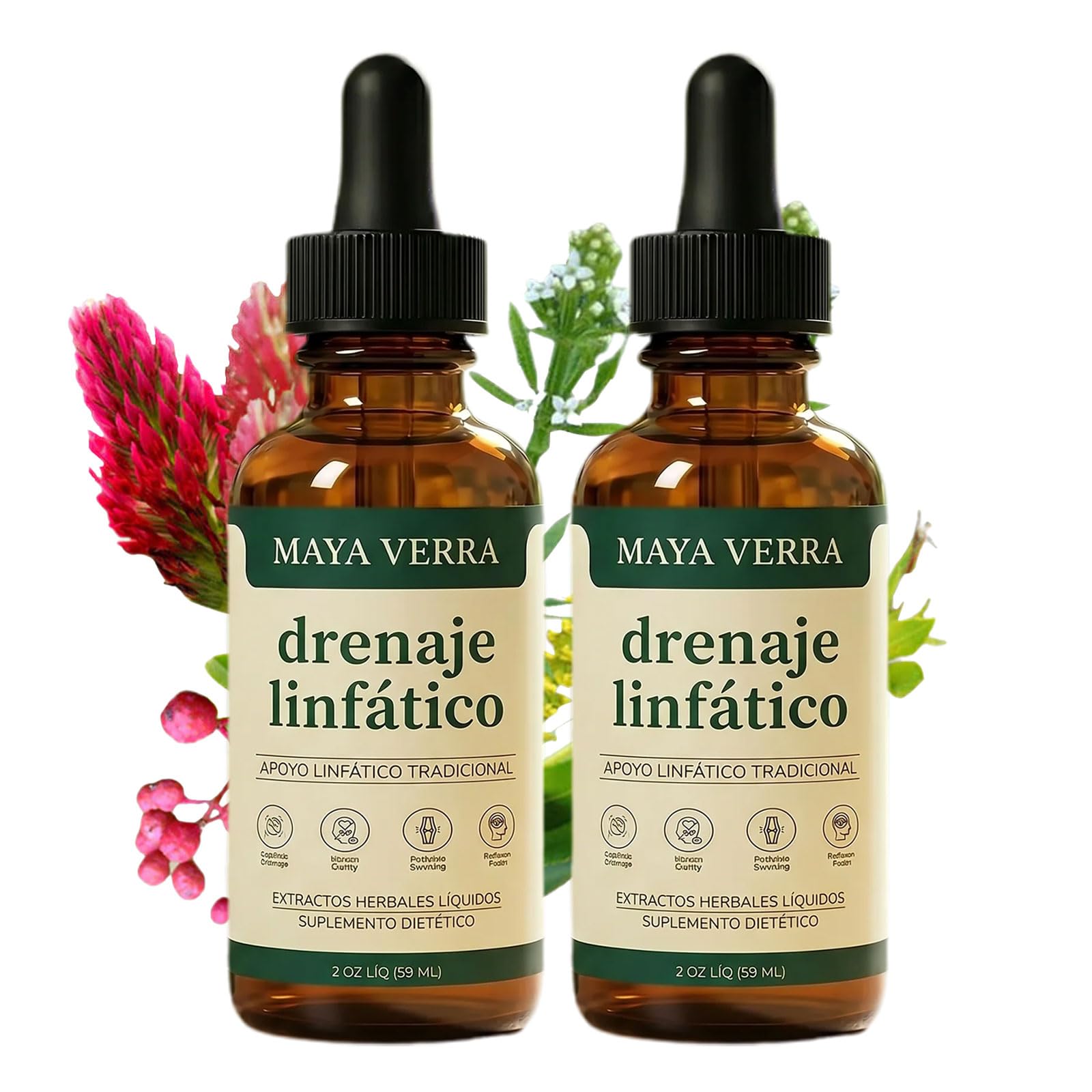 Mayaverra Drenaje Linfatico Gocce, Gocce di Benessere peril Drenante Linfatico, Formula Erboristica Naturale, Senza Glutine, Adatte per Donne e Uomini (2)
