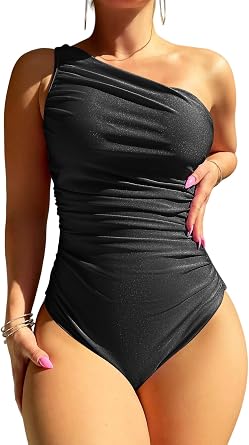 Sexy Ribbed One Piece Swimsuit Tie Criss Cross Plunge High Cut One Piece Bathing Suit for Women