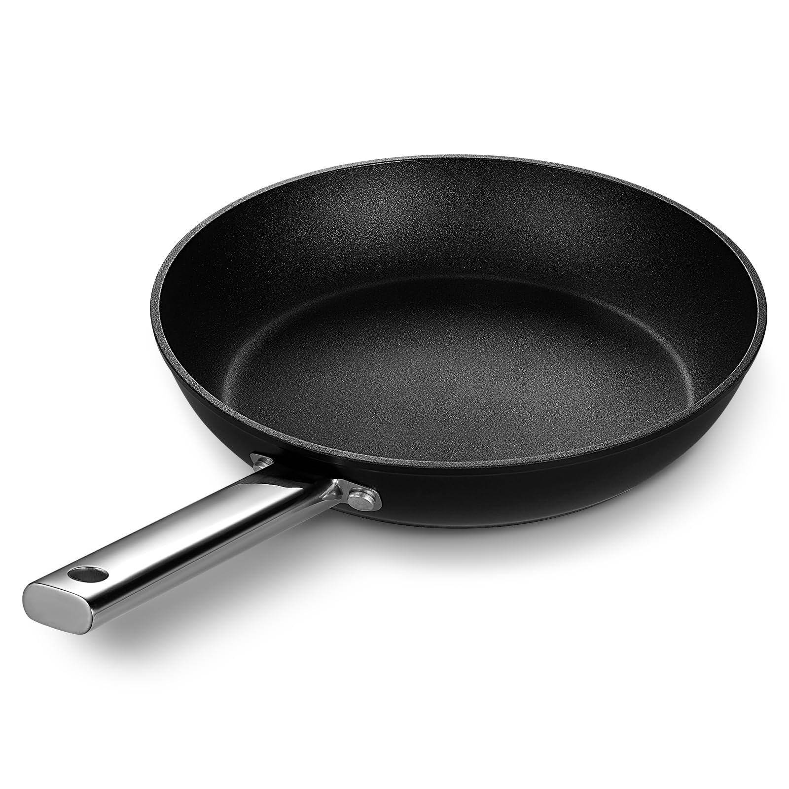 KOCH SYSTEME Non Stick Frying Pans - Black Plasma Ultra Hard Coated Skillet with Stainless Steel Handle, Non Toxic-Nonstick Coating, Suitable for All Stove, Black Pan