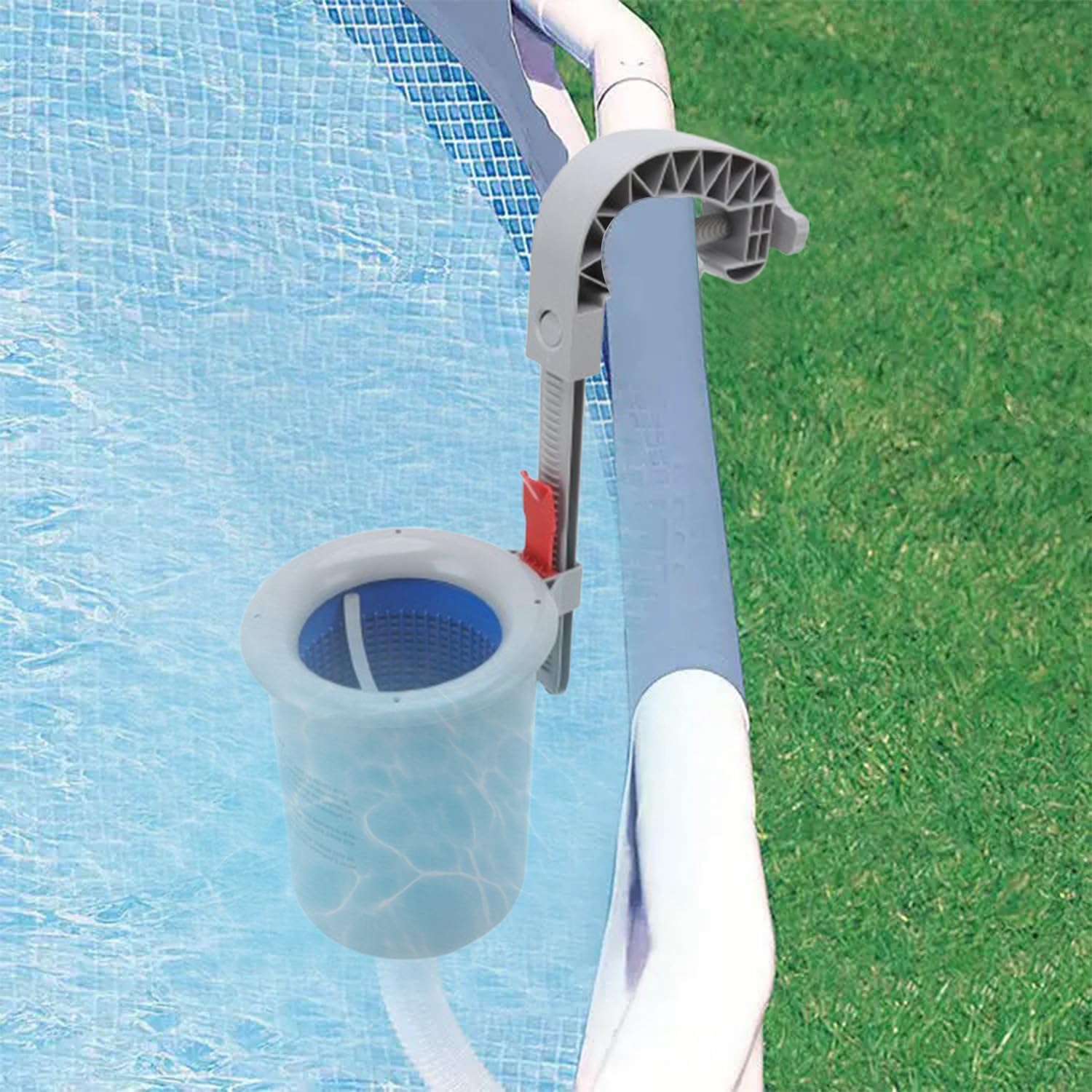 Tissting Desnatador de Piscina, Limpiador Automático con Filtro Desmontable para Piscinas Elevadas, Recolector de Residuos Flotantes, Balsa Salvavidas Funcional para Temporada de Baño