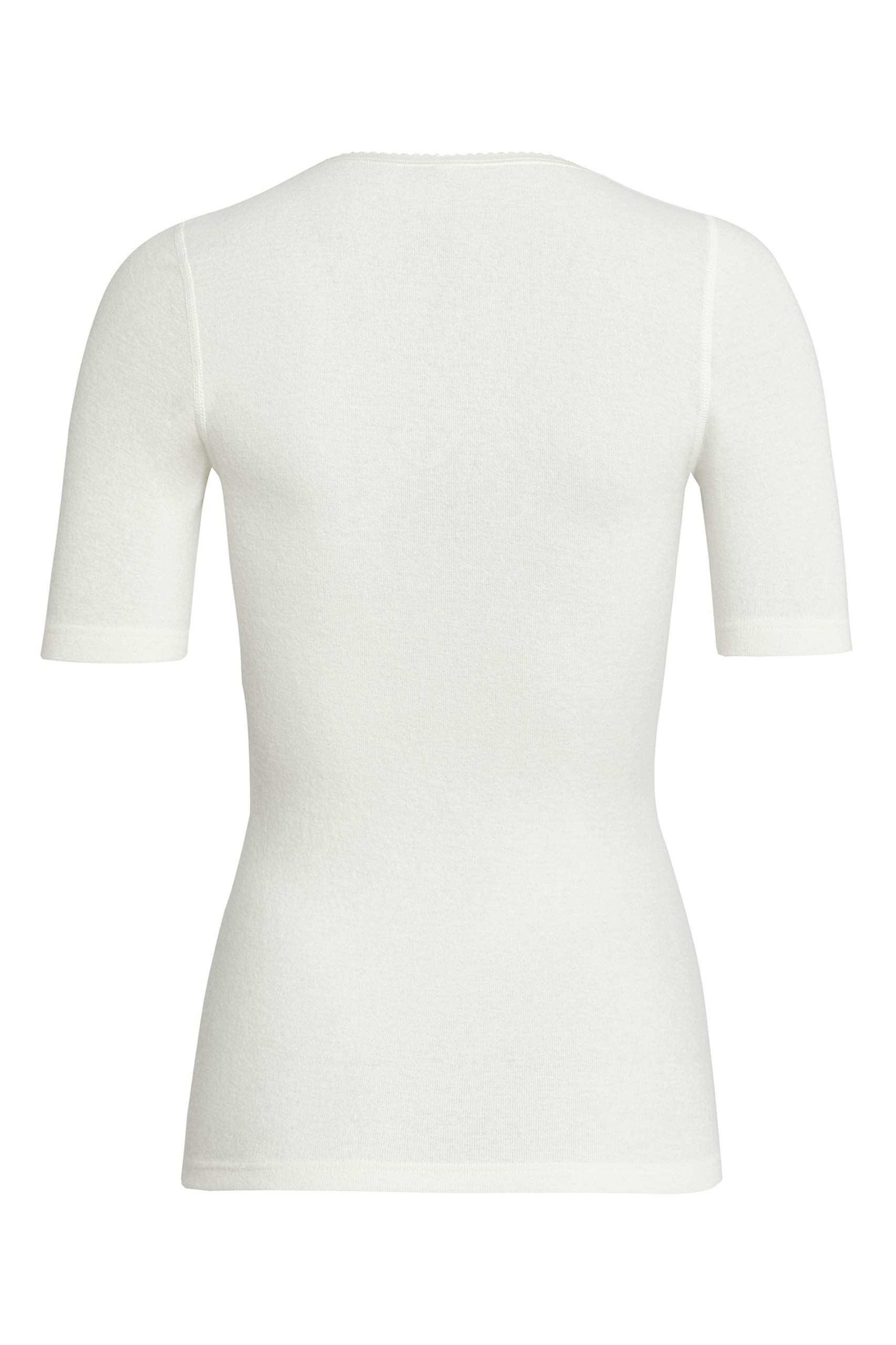 con-ta Kurzarm Shirt, warmes T-Shirt für Damen, klassisches Basic aus Angora und Wolle, dezentes Oberteil, in Wollweiß, Größe: 38-52