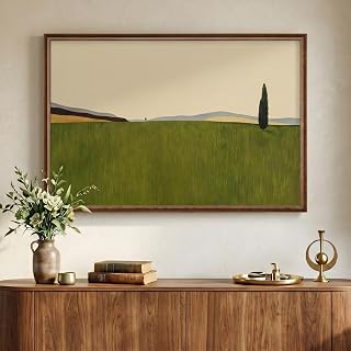 Vintage Framed Green Abstract Landscape Wall Art Decor, 24x36 In