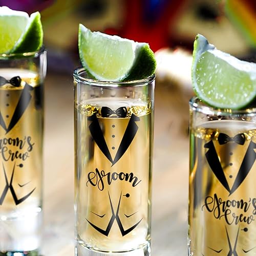 Miniatura 5 de Juego de 8 vasos de chupito para padrinos de boda, con capacidad para 2 onzas.
