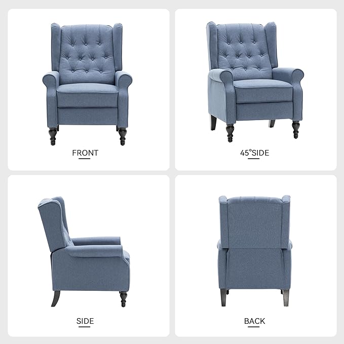 Sillón Reclinable Tela Azul 66x75x102 cm miniatura 4