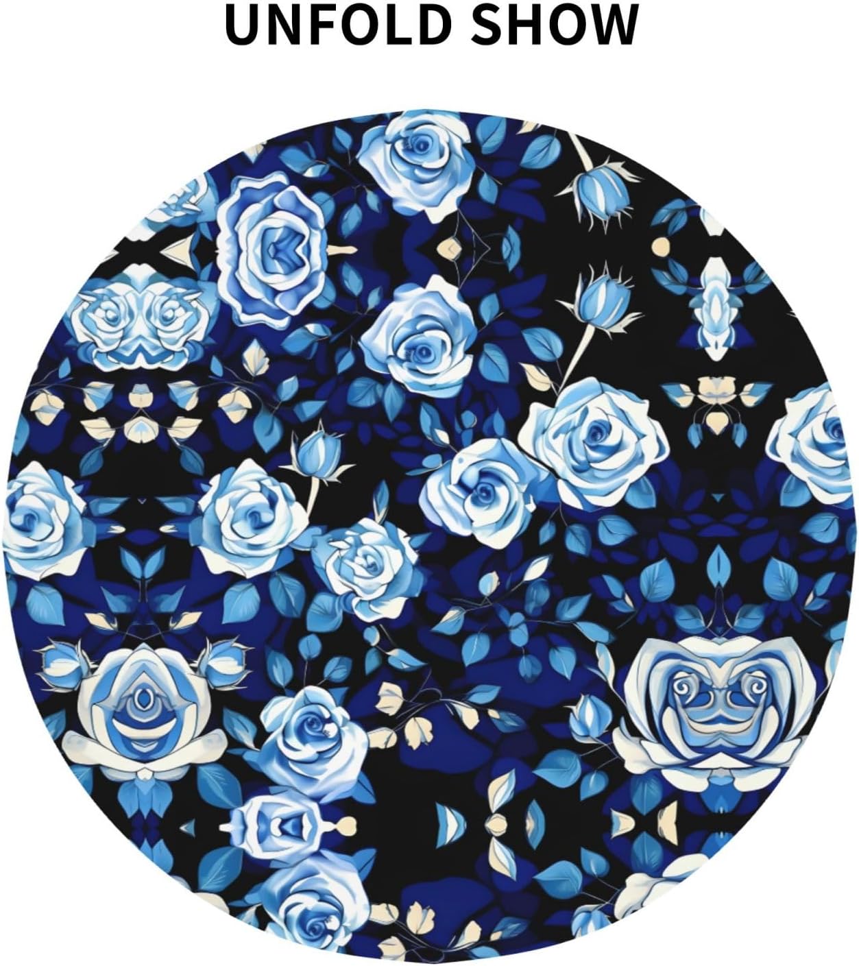 Blue Flower Pattern Roses Print Wrinkle Free Dining Table Cover for Birthday Party Farmhouse Tablecloths Up to 60 x 60 Inches