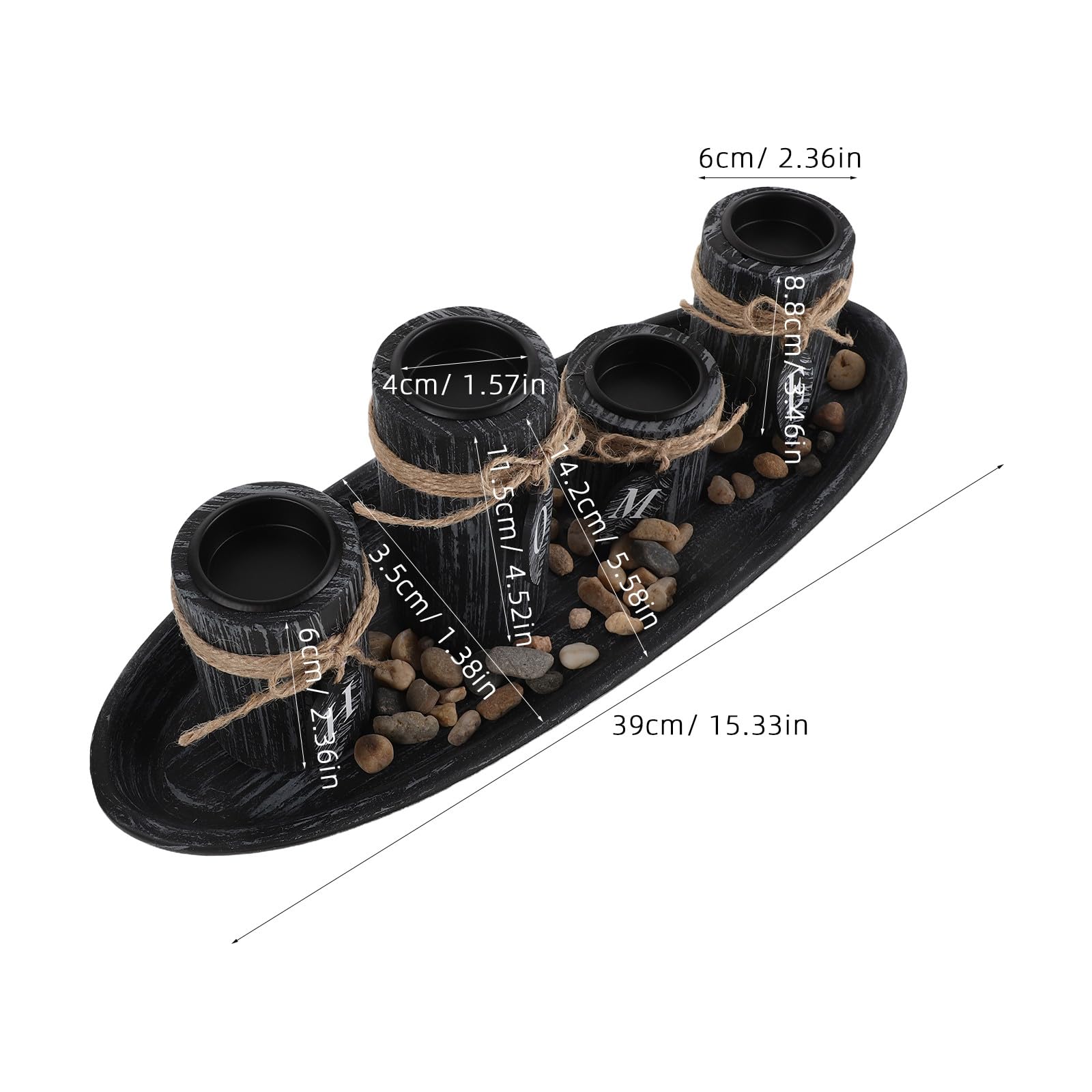 OUNONA 1 zestaw rustykalnych świeczników z tacką: Farmhouse HOME Candlesticks - świeczniki stożkowe/słupkowe/LED/podgrzewacze, średnica otworu 1,57 cala, idealne na romantyczną kolację, kominek,