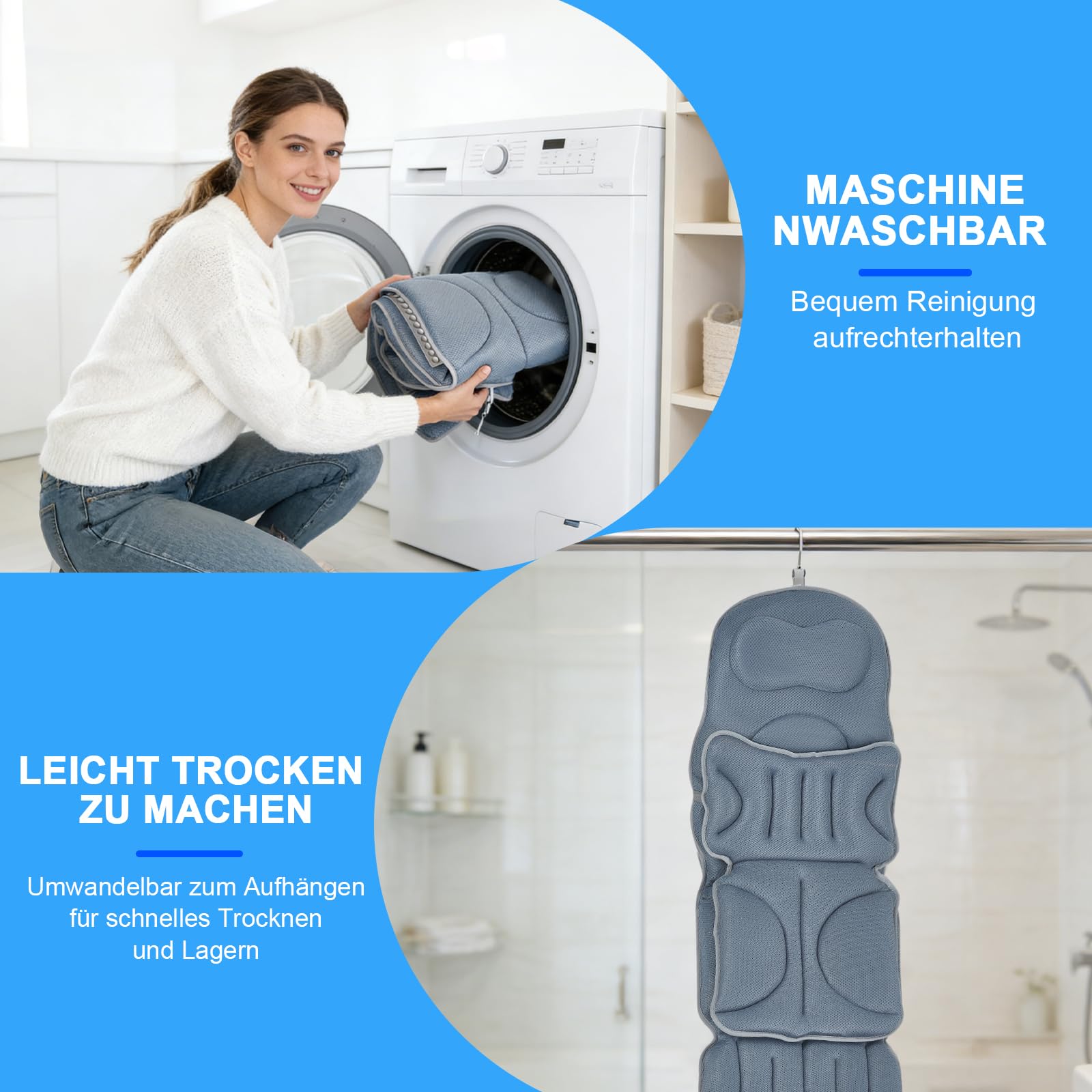 2 In 1 Badewannenkissen Ganzkörper 139 * 45cm+69 * 45cm,Mit Abnehmbares Kinderbadekissen,Mit Saugnäpfebad Anti-Rutsch,Unterstützt Nacken,Rücken,Beine,Badewannenmatte Mit Kissen Für Home Spa