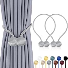 TopHomer Magnetic Curtain Tiebacks - 10 Colours, Reinforced Polyester Rope - for Living Room, Bedroom, Dining Room & Bathroom, Set of 2 (Silver)