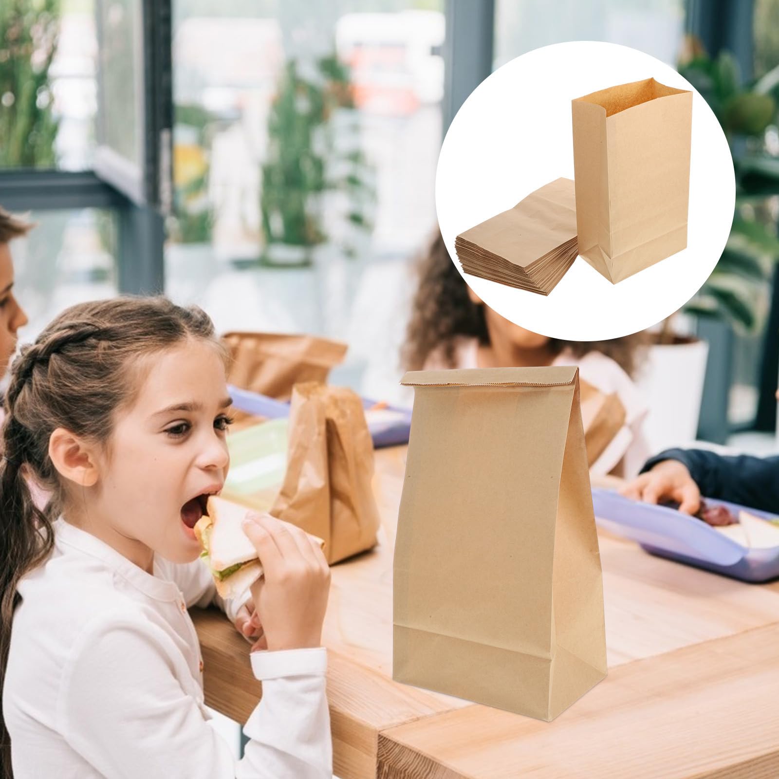 Baluue 50 Sacchetti da Forno Marroni in Carta Kraft 32X18X11 CM Sacchetti per Imballaggio Pane e Snack e Hot Dog per Feste Picnic e Asporto