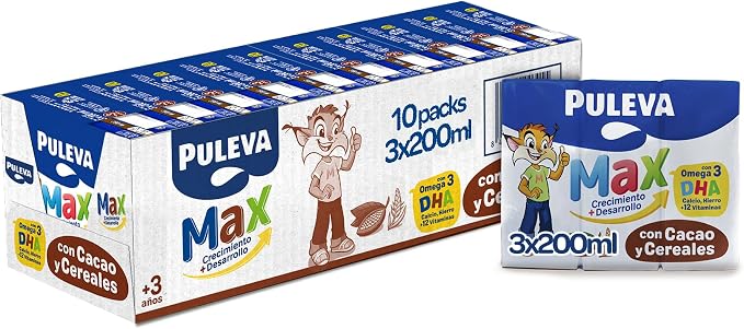 Puleva Max Cereales y Cacao Leche Crecimiento +3 Años - Pack 30 Brik