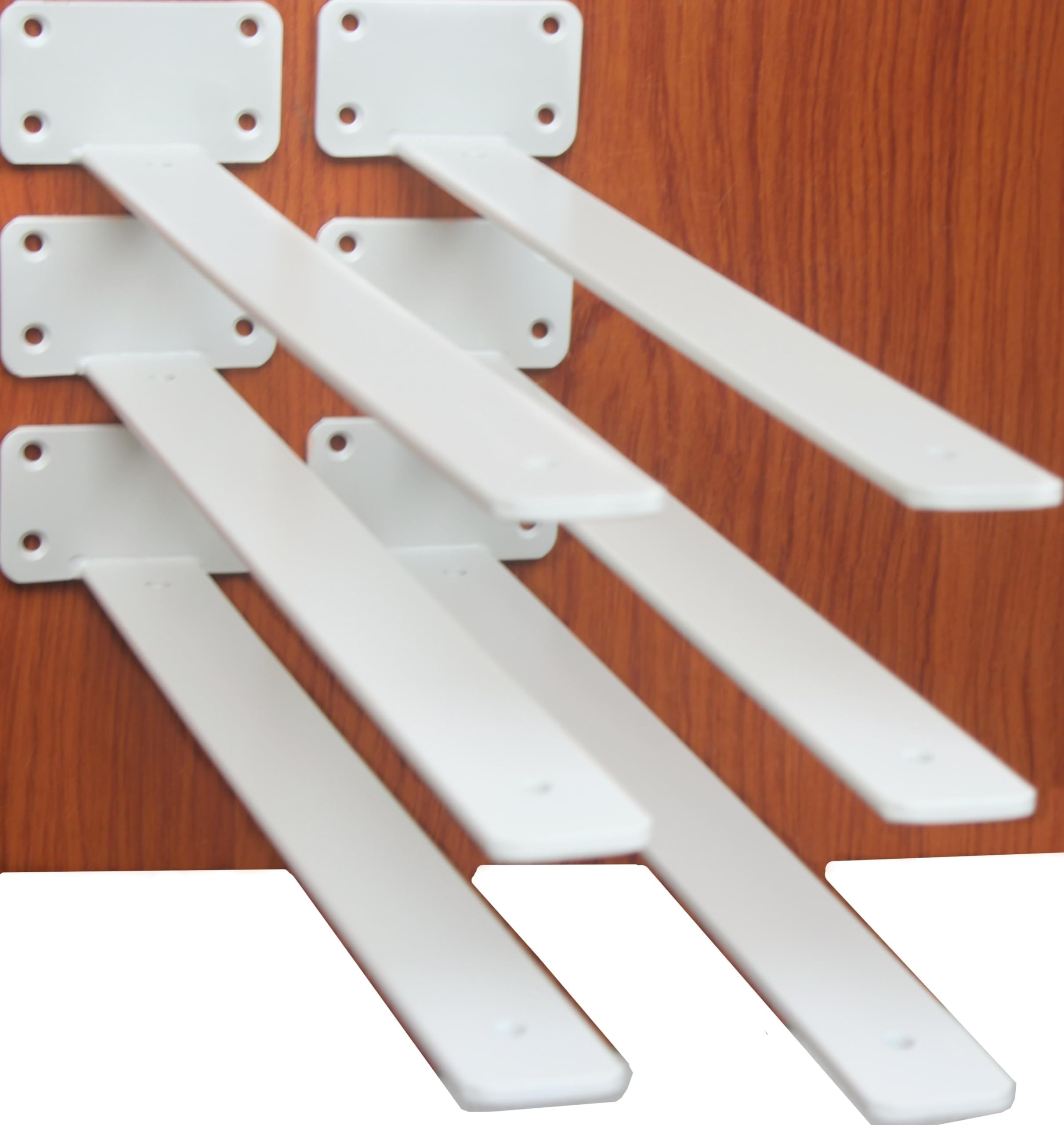 6 Pack - 16 inch White Hidden L Shelf Bracket (1/5 Inch Thicked) Iron Floating Shelf Brackets Rustic Industrial Metal Brackets for Shelf Support