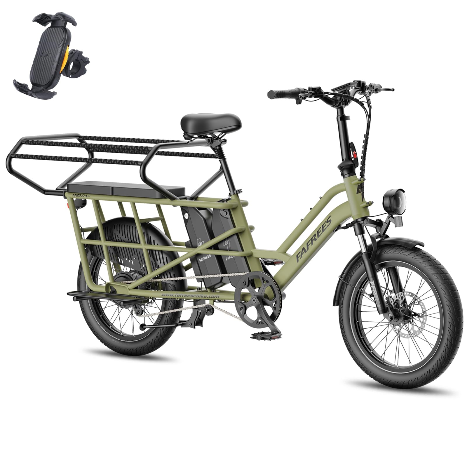 Fafrees Bicicletta elettrica per famiglia FF20 CUV 20 pollici [ufficiale] da donna e da uomo, 25 km/h, pedelec, 12 Ah / 576 Wh*2, batteria 200 kg 75 N.m, freni idraulici E-Cargo, Fatbike per adulti