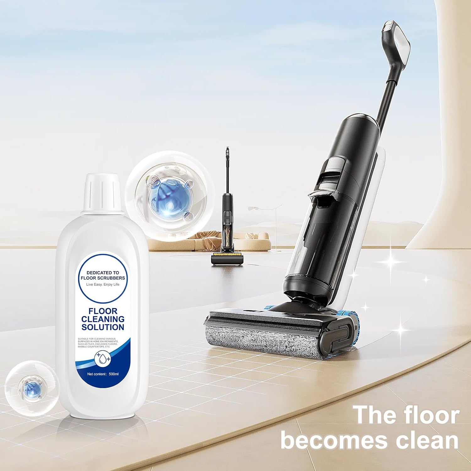 Compatible with Tineco Cleaning Solution 16.91 fl oz Original Scent | Residue & Streak Free, Quick Drying, Ingredient Safety, Pet and Baby Friendly, for All Robot Vacuum & Wet Dry Dual-Use Vacuum