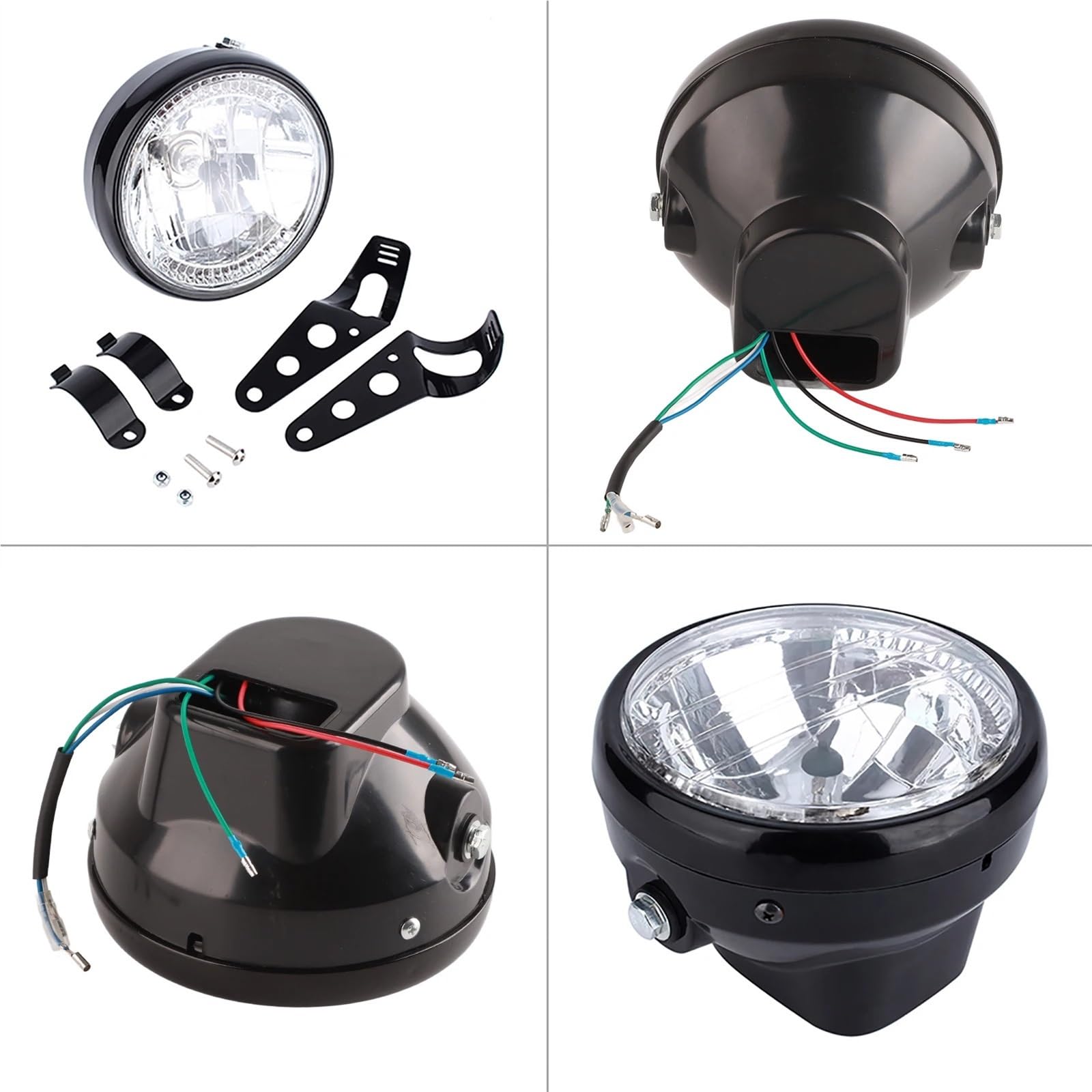 Pomocnicze Reflektory Motocyklowe 7" Uniwersalna okrągła żółta lampa LED 12V H4 35W do motocykla z czarnym uchwytem reflektory przednie