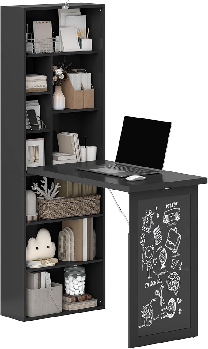 Amazon.com: HOMCOM Fold-Out Convertible Writing Table, Computer Desk ...