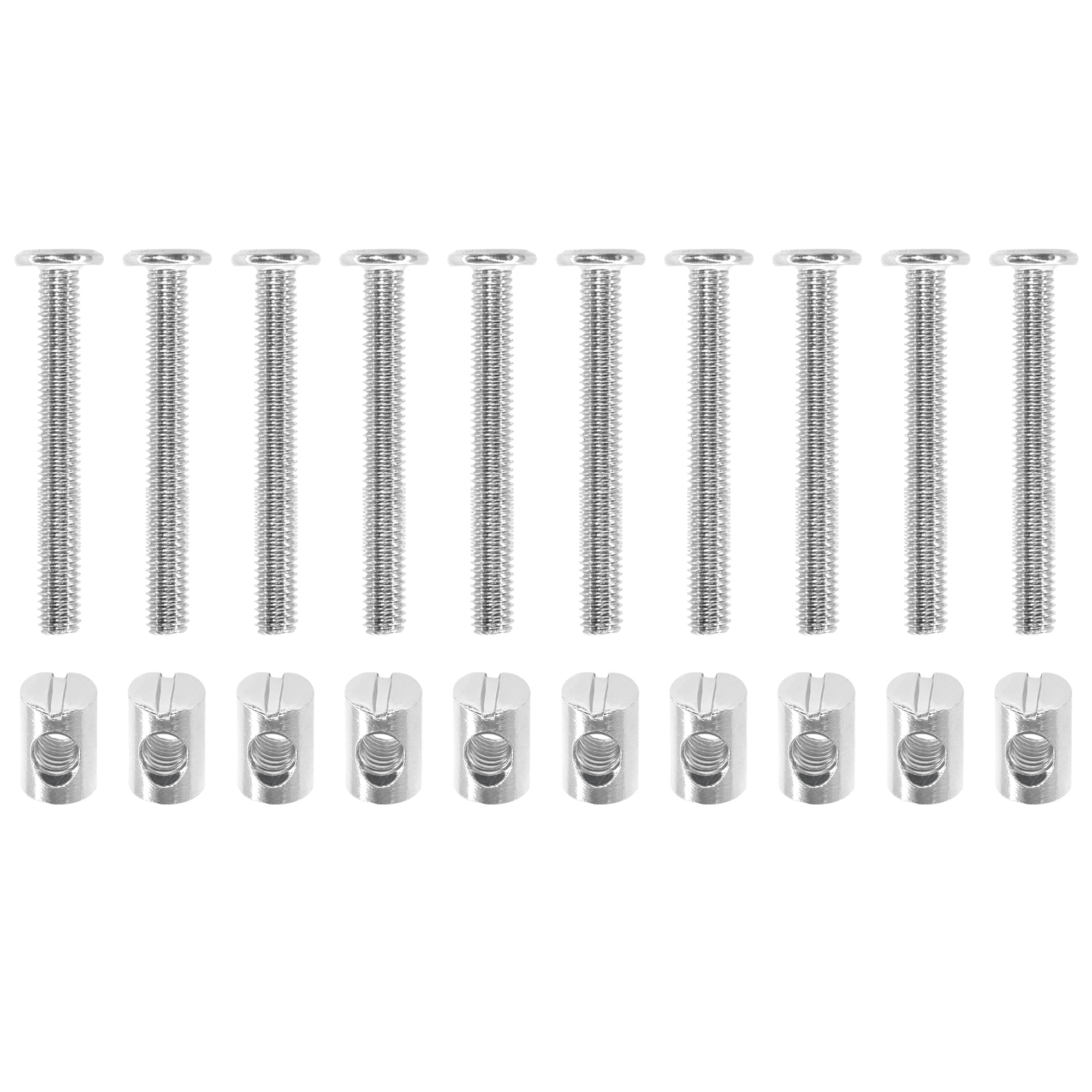 10 Sets of Furniture Connector Bolts and Barrel Nuts,Bed Bolt and Nut Kit (M6×50mm), Silver - Image 2