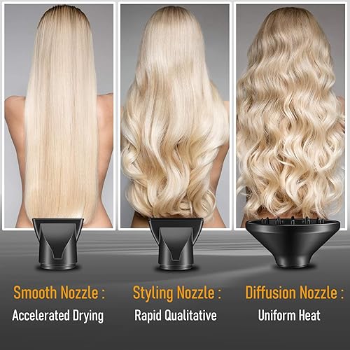 Miniatura 5 de Secador de pelo iónico, CONFU profesional de salón con motor de corriente alterna, con difusor y 2 accesorios de boquilla concentradora y enchufe de