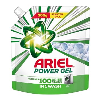 Ariel Power Gel Liquid Detergent for Front Load – 300g | Removes 100 Dried Stains in 1 Wash | Faster Dissolving | Long-Lasting Fragrance | Color Protection | At the price of Powders