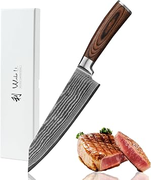 Wakoli EDIB Damascus Kiritsuke Chef Knife 7.9-Inch Japanese Style Kitchen Knife | Genuine 67-Layer Damascus Steel Blade with VG10 Core | Ergonomic Pakkawood Handle | Professional Cooking Knife