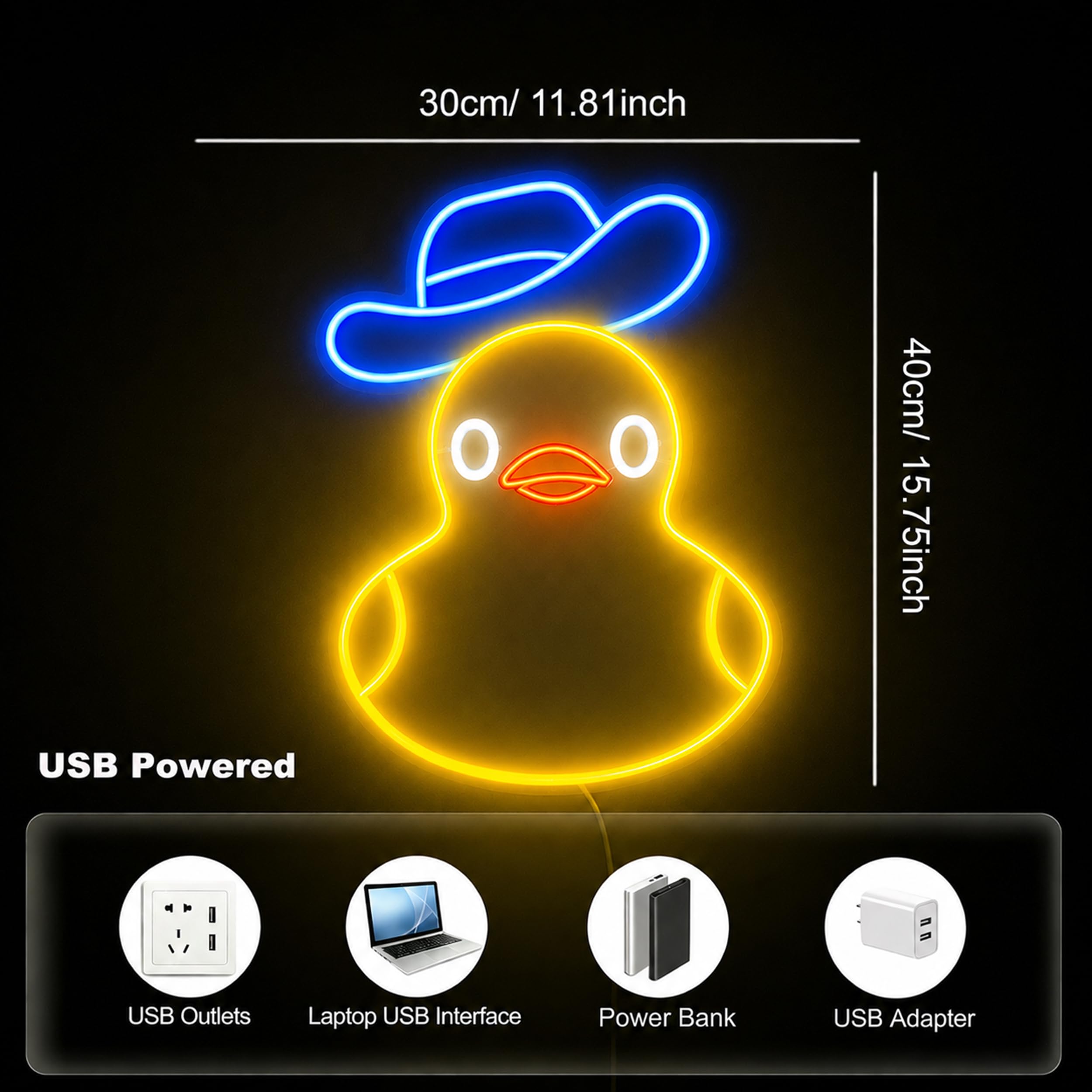 Lampada Neon da Parete – Dimmerabile Duck Lamp Lucina Notte Bambini Cavo USB Alimentato, Lucine Led Decorative Lampada Notturna per Bambini Insegna Luminosa Led Personalizzata