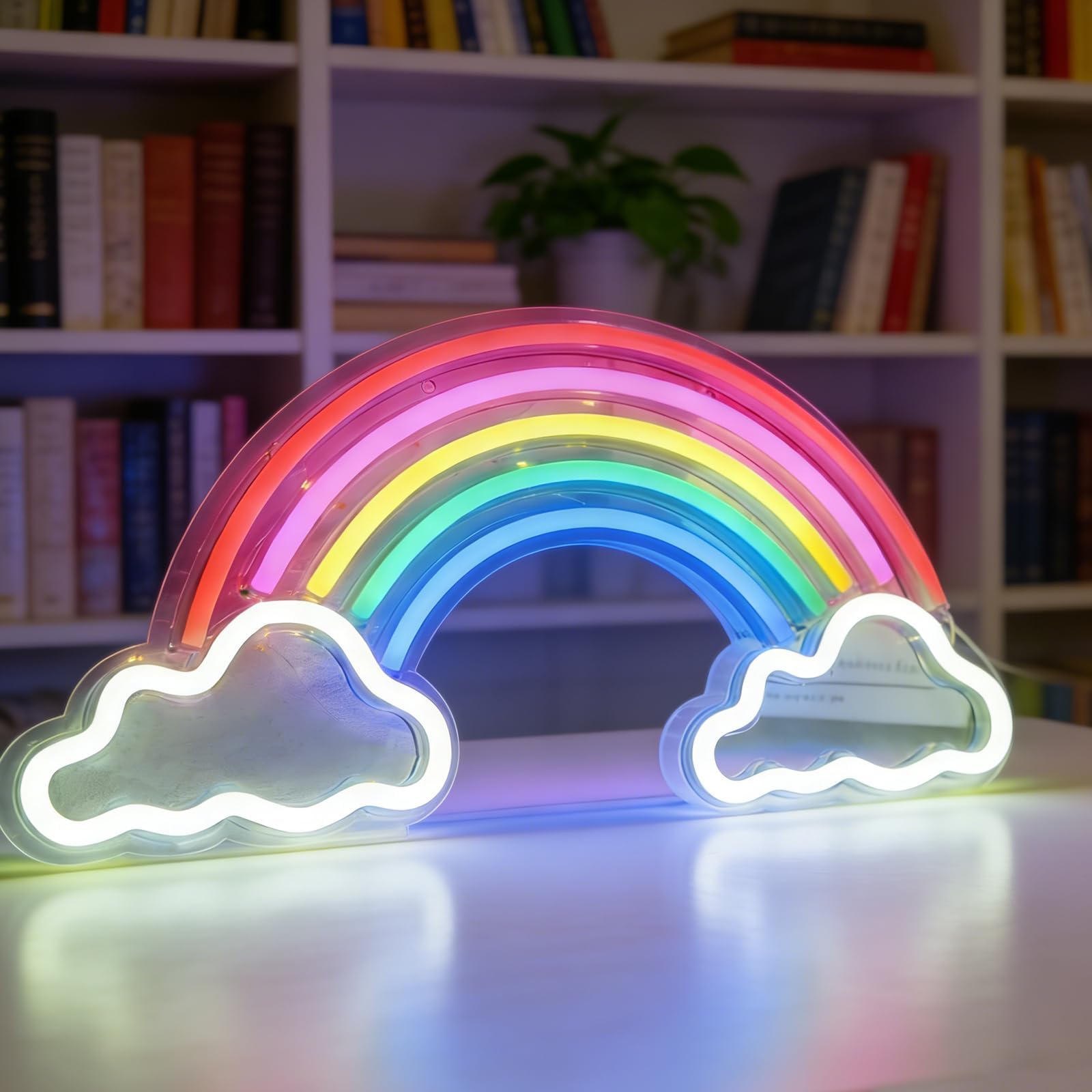 Rainbow Neon Light - USB Cable Powered Neon Wall Light Rainbow Lamp Neon Signs for Wall, Night Light kids Neon Lights for Bedroom Decor and Wall Decor
