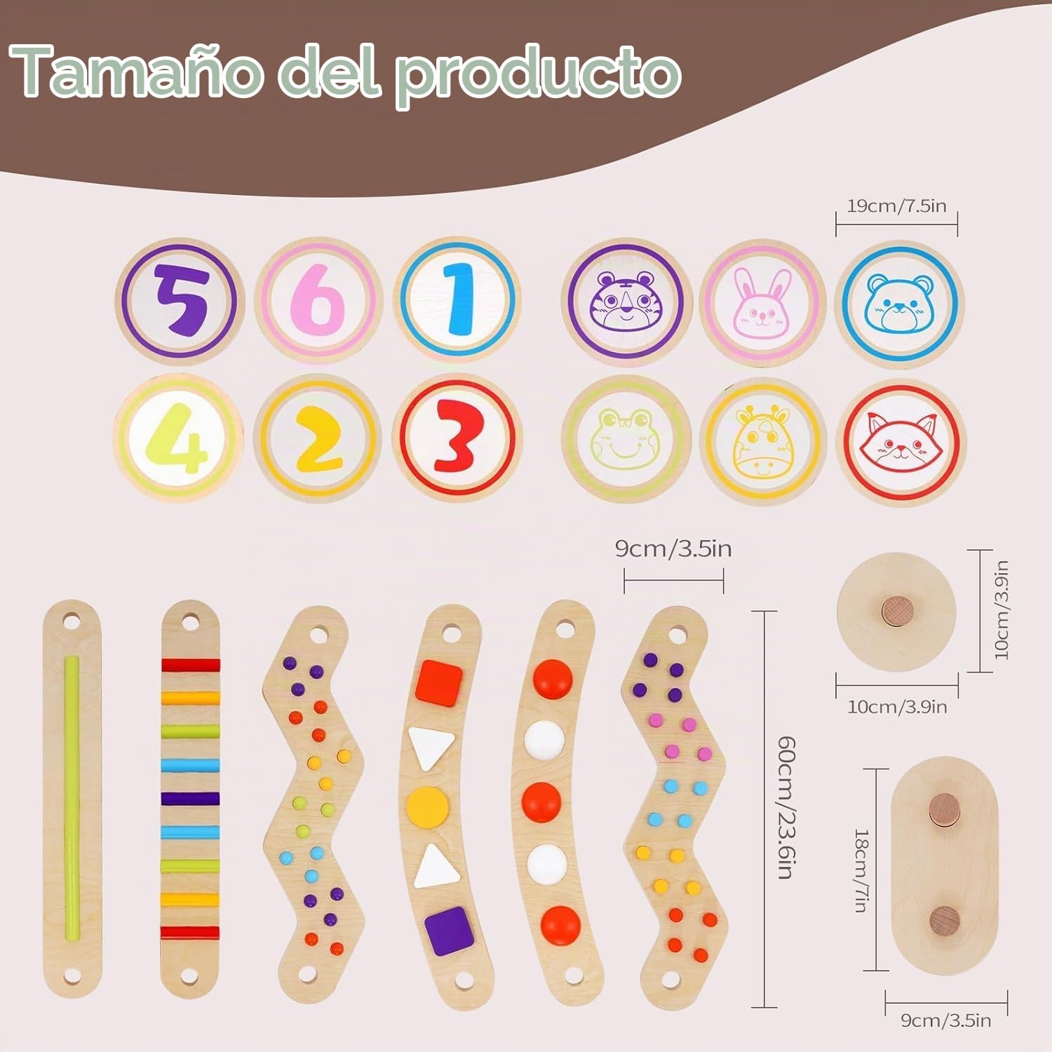 Tabla de Equilibrio de Madera para Niños, Parque Infantil Montessori de Interior, Tabla de Equilibrio de Madera para Exteriores, Coordinación y Estabilidad para Niños de 3 a 7 Años