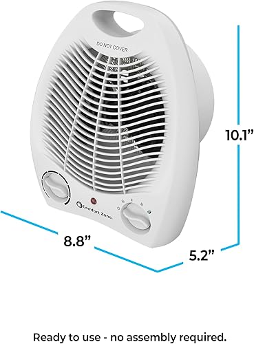 Miniatura 3 de Comfort Zone Calentador de Espacio Portátil Eléctrico de Ventilador Forzado con Termostato Ajustable, Sensor de Sobrecalentamiento, Interruptor de