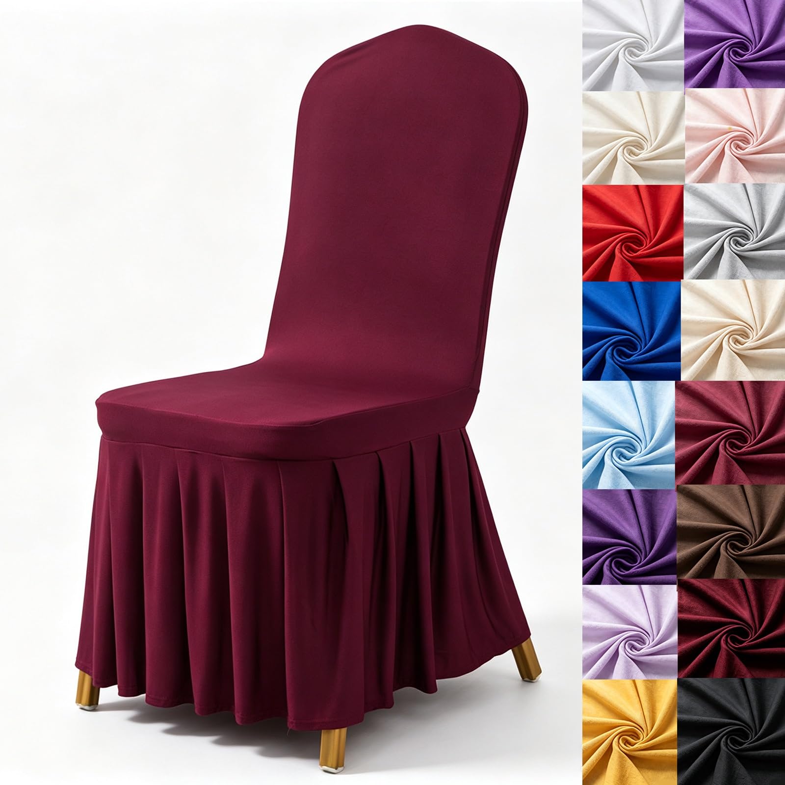 Syibelters 100pcs Chair Cover With Pleated Skirt Spandex For Hotel Banquet