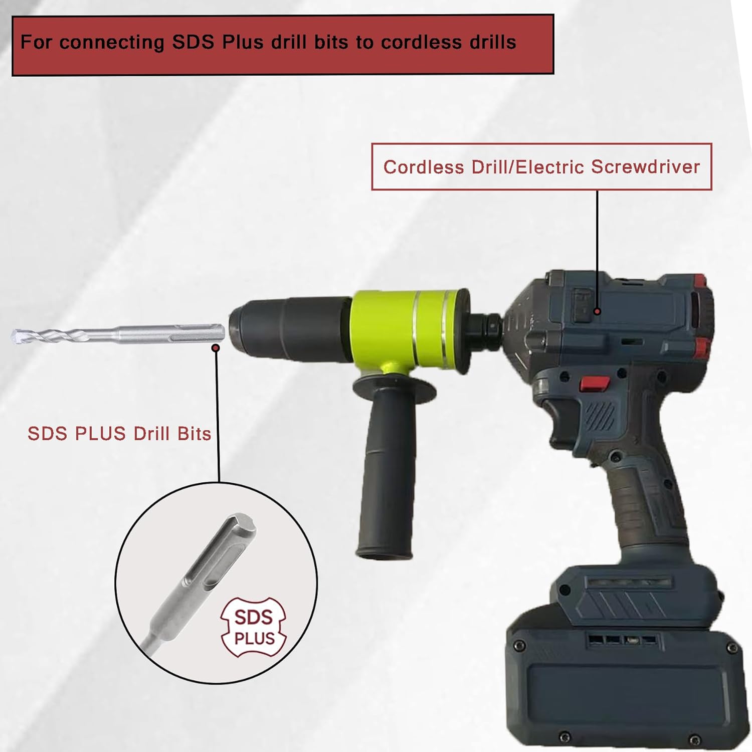 Electric Drill to SDS-Plus Drill Bits Adapter for Electric Screwdriver Cordless or Corded Hammer Drill