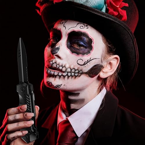 Miniatura 5 de Boao 4 Piezas de Cuchillo Retráctil de Broma, Gadget de Truco Falso, Daga que Desaparece, Cuchillo de Plástico Falso para Halloween, Día de los